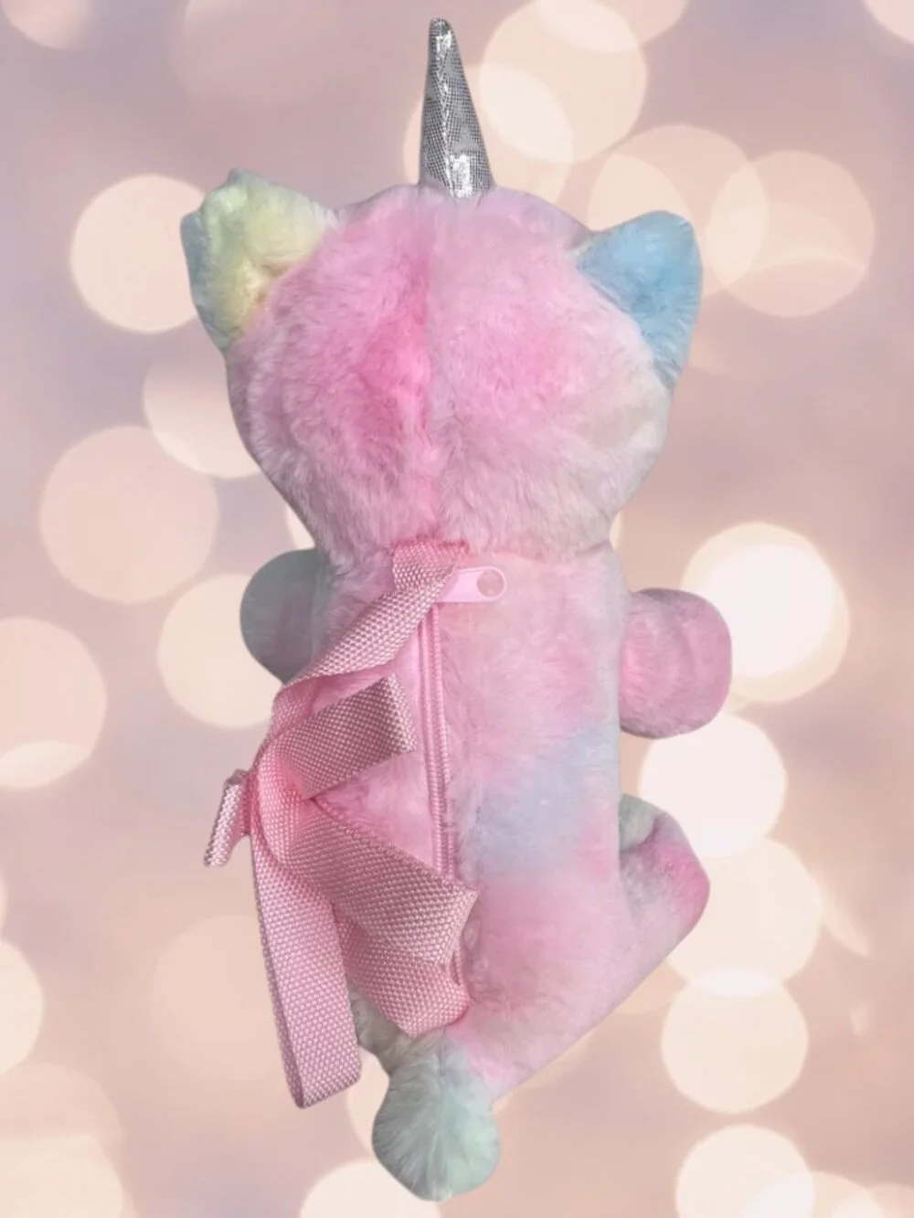 NWT Unicorn Bag Plush Stuffed Animal Purse Tie Dye Rainbow Crossbody Girls #4